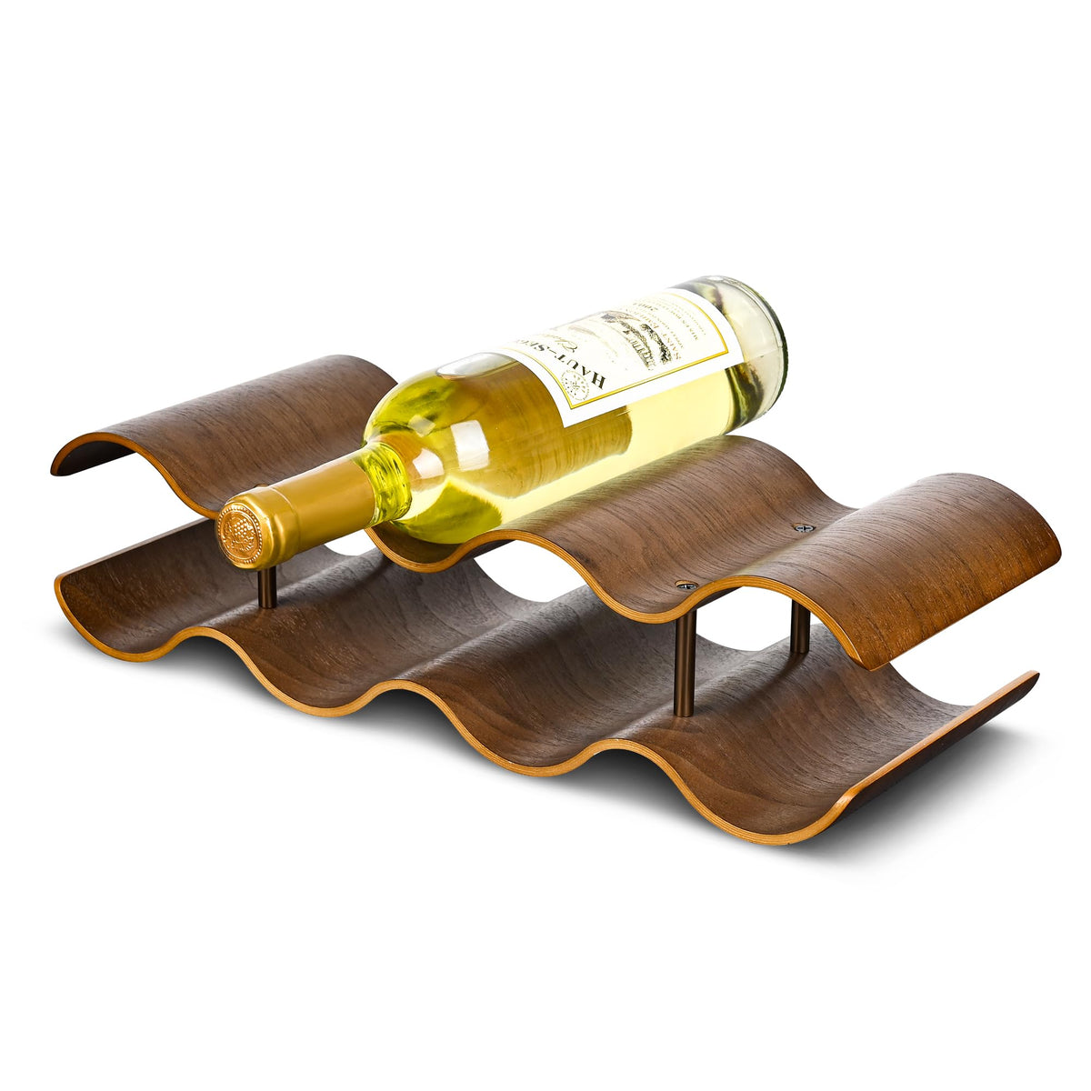 TRUDING rack vino de mesa, onda de madera, elegante y estable.