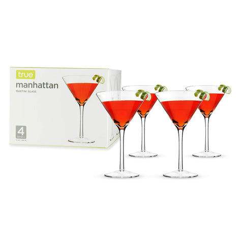 TRUE copa martini Manhattan, enfoque triangular, ideal para cócteles clásicos.