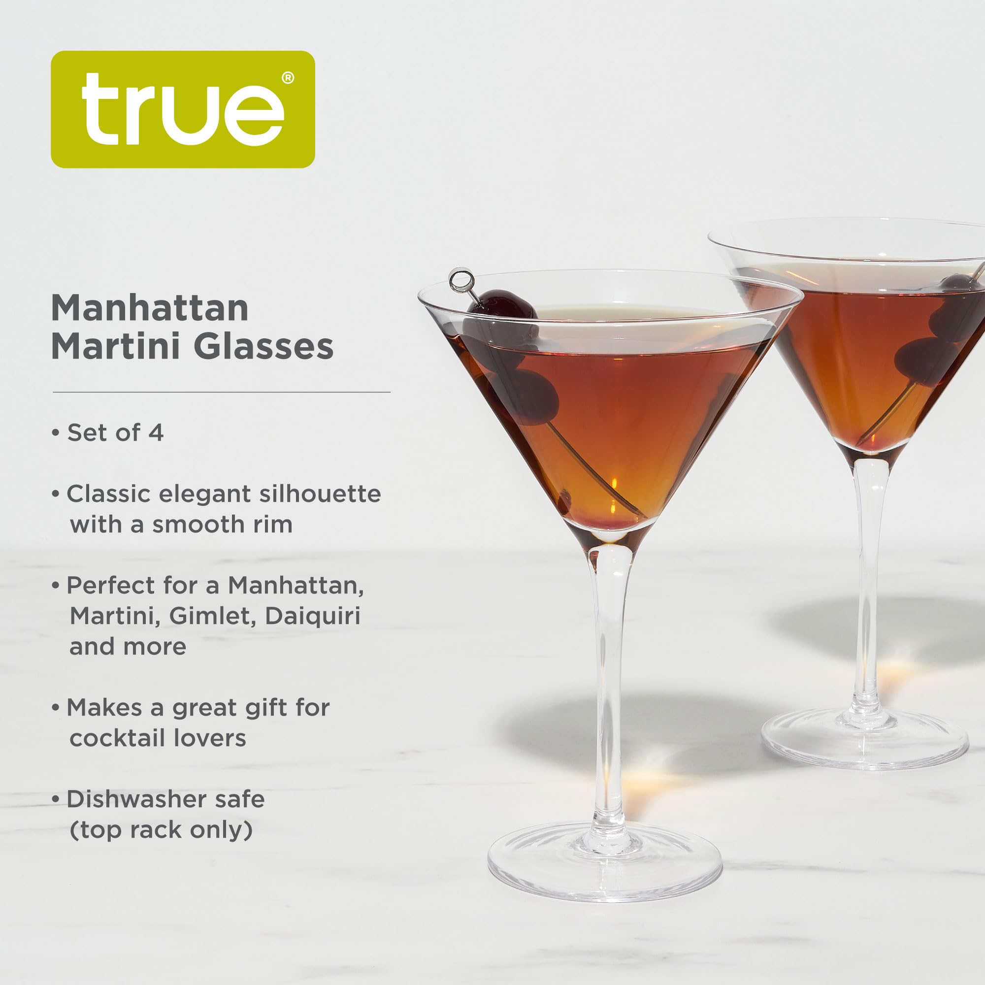TRUE copa martini Negroni, equilibrio de cristal, 12oz, perfecto para degustación.