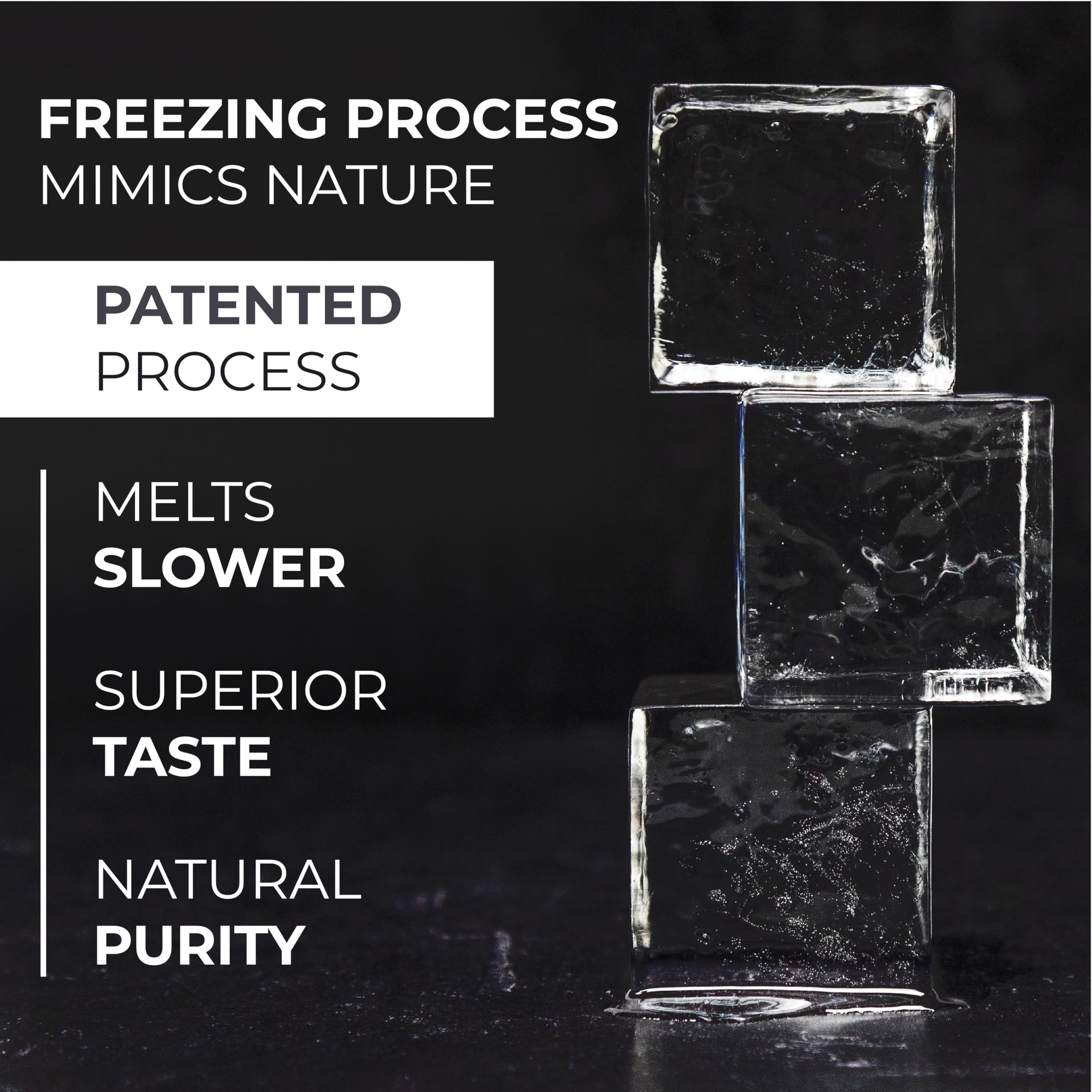 True Cubes: derretimiento lento de hielo claro para bebidas.