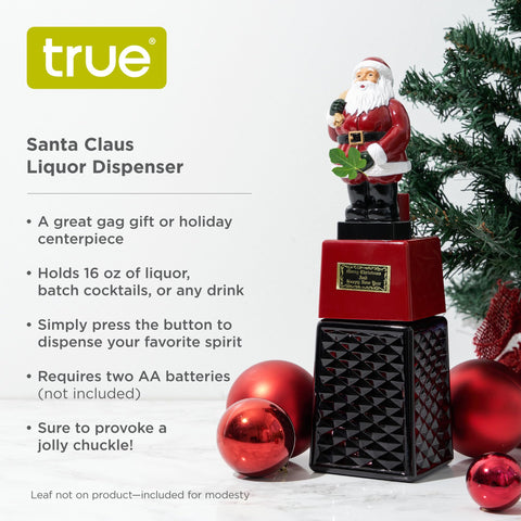 Dispensador True Santa, vista detalle de botón, añade humor a la barra.