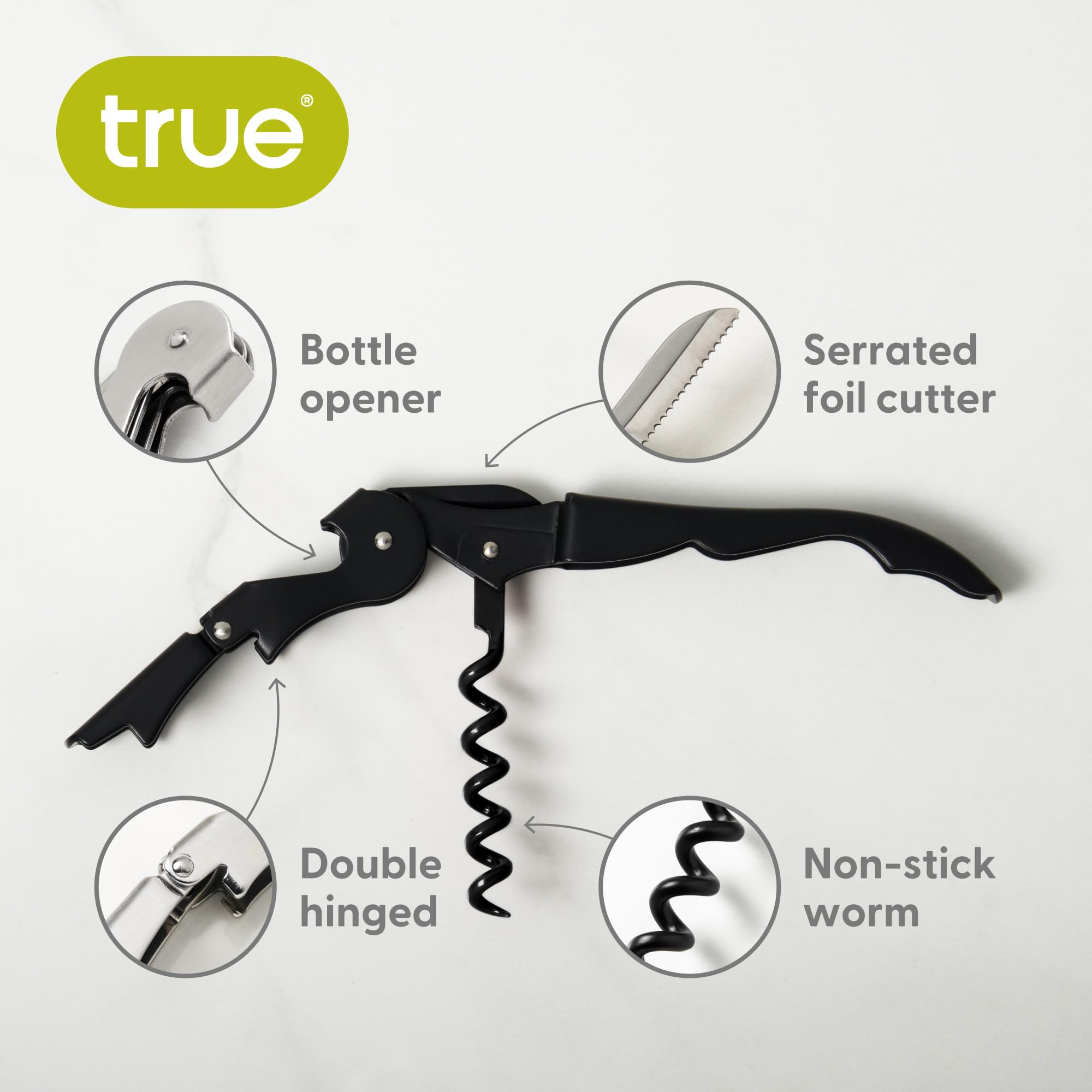 TRUE Truetap cortador de lámina de aluminio integrado agiliza la preparación de botellas.