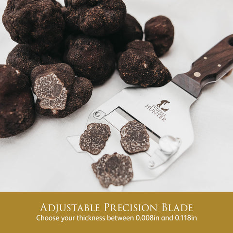 TruffleHunter cuchilla de acero inoxidable ajustable para cortes precisos.