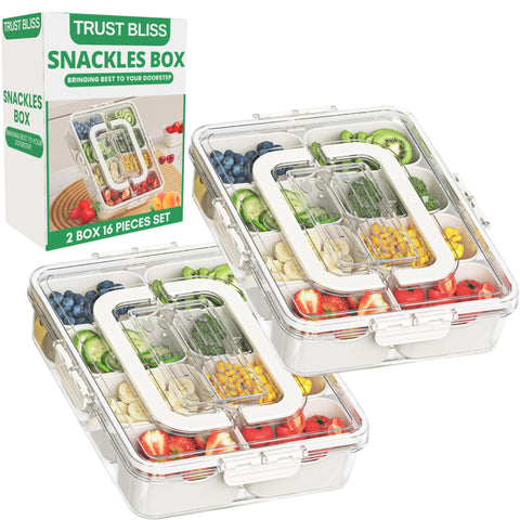 Trust Bliss Snackle Box, contenedor de 8 compartimentos para organizar snacks en reuniones.