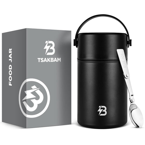TSAKBAM Thermo, tarro de comida caliente con boca ancha para rellenar fácilmente.