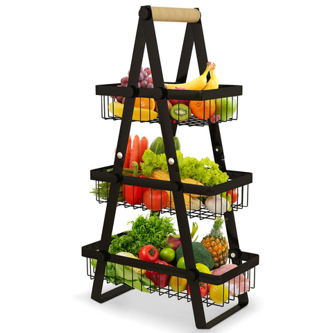 TSMGODVzzz cesta-frutas-3-niveles-reforzada para estabilidad al cargar frutas y verduras pesadas.
