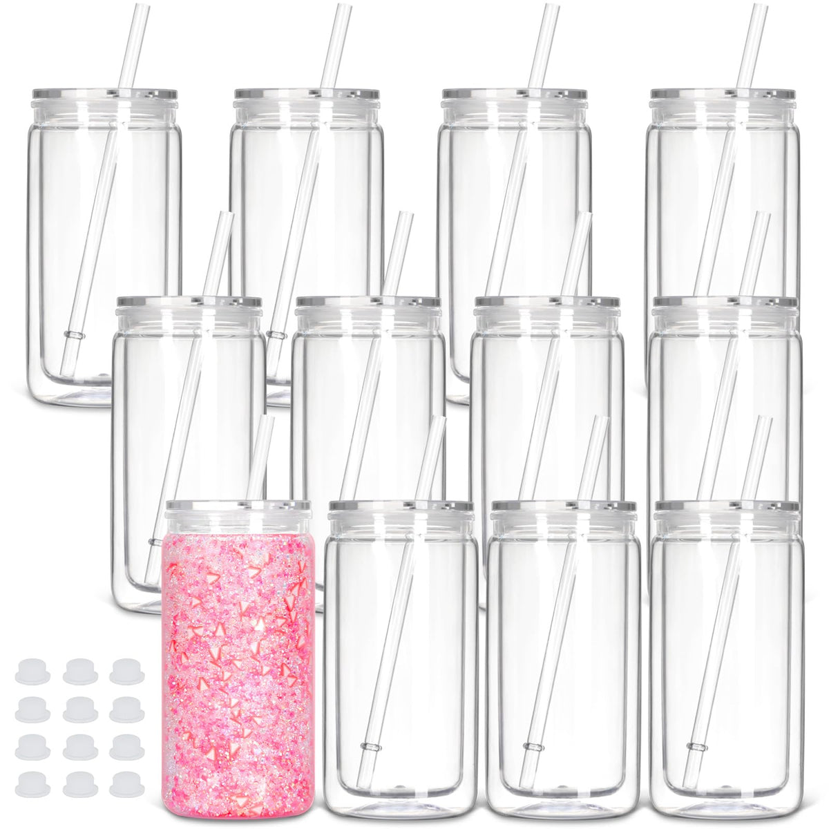 Tswofia globo de nieve tumbler 16 oz con tapa y pajilla para bebidas festivas.