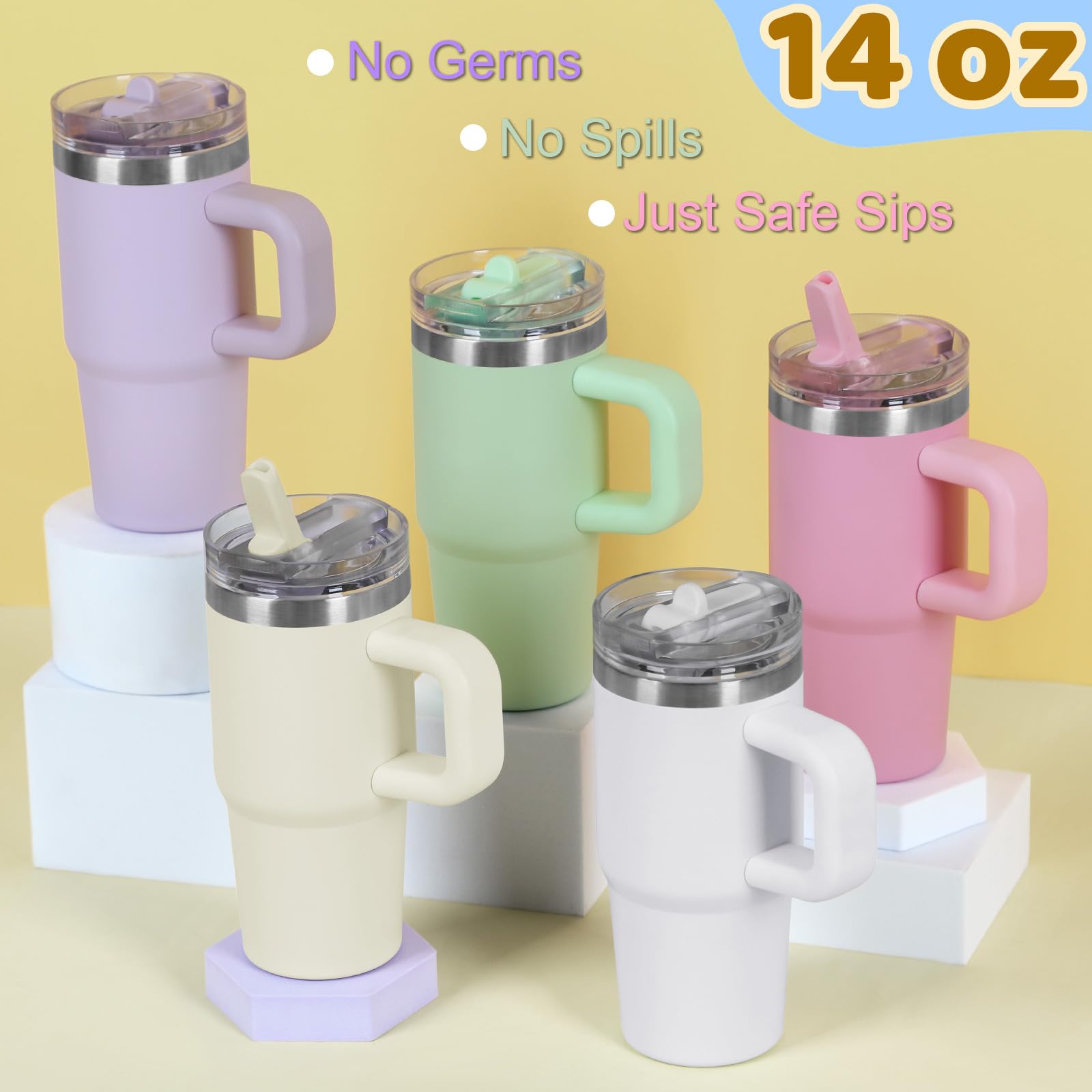 Tswofia tumbler diseño ergonómico con agarre antideslizante para manos pequeñas.