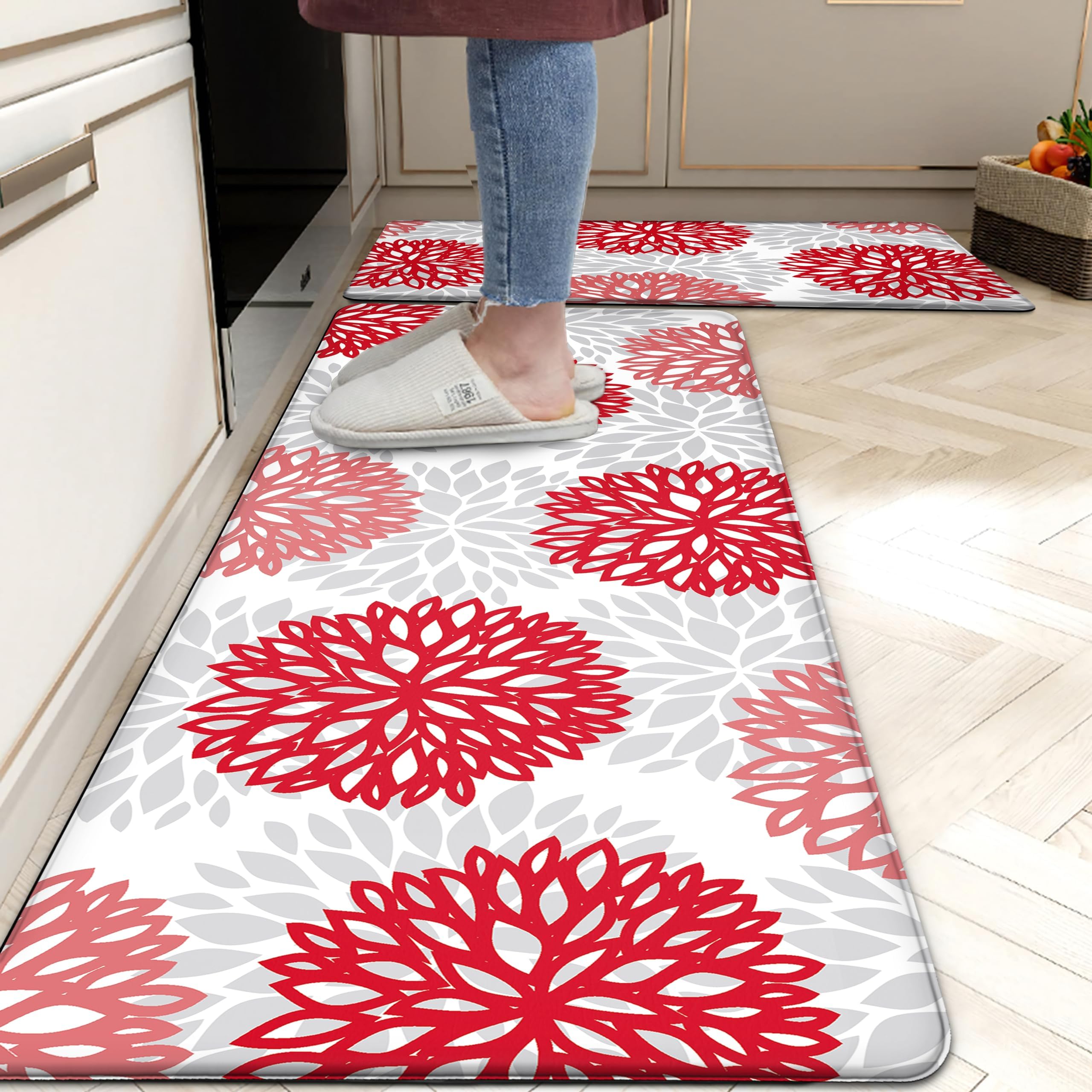 Tubeamin alfombras de cocina anti-deslizantes con acolchado para mayor confort al cocinar.