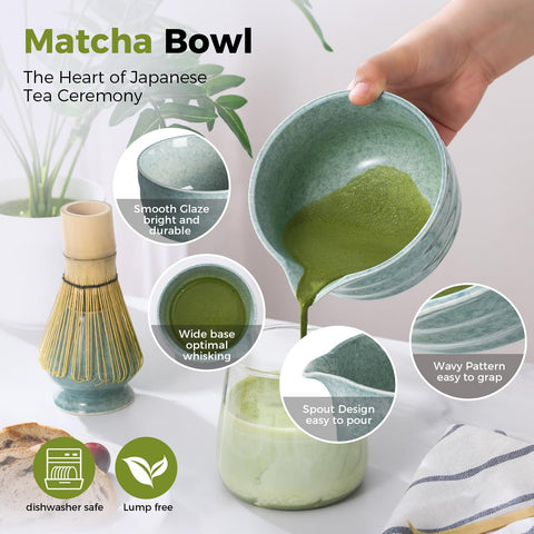 TUDRUKU tazón de matcha con pico ideal para verter sin goteos