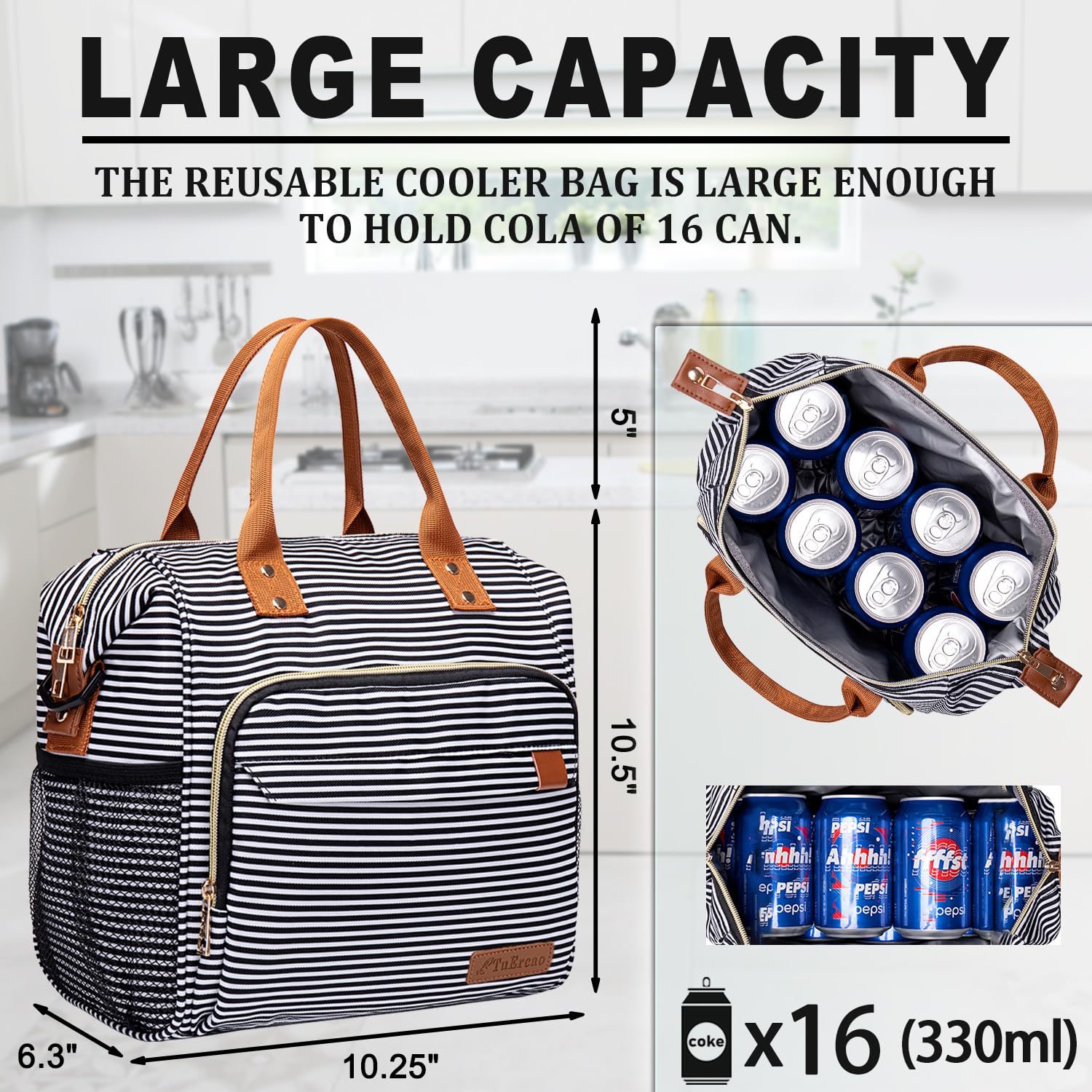 TuErCao lonchera para mujer, bolsillo frontal para accesorios pequeños.
