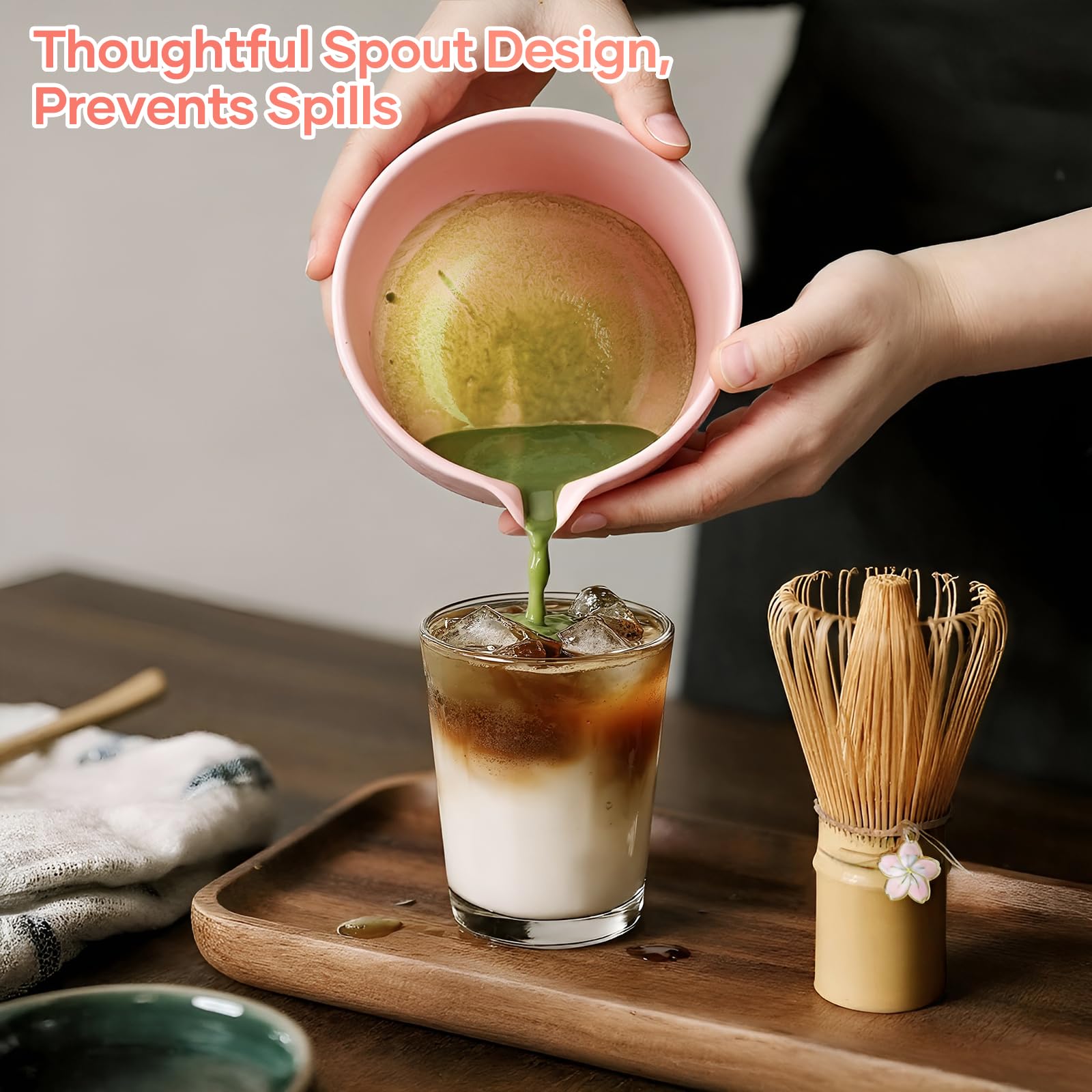 TUFGAM Matcha Kit: colador inoxidable para un tamizado limpio y rápido.