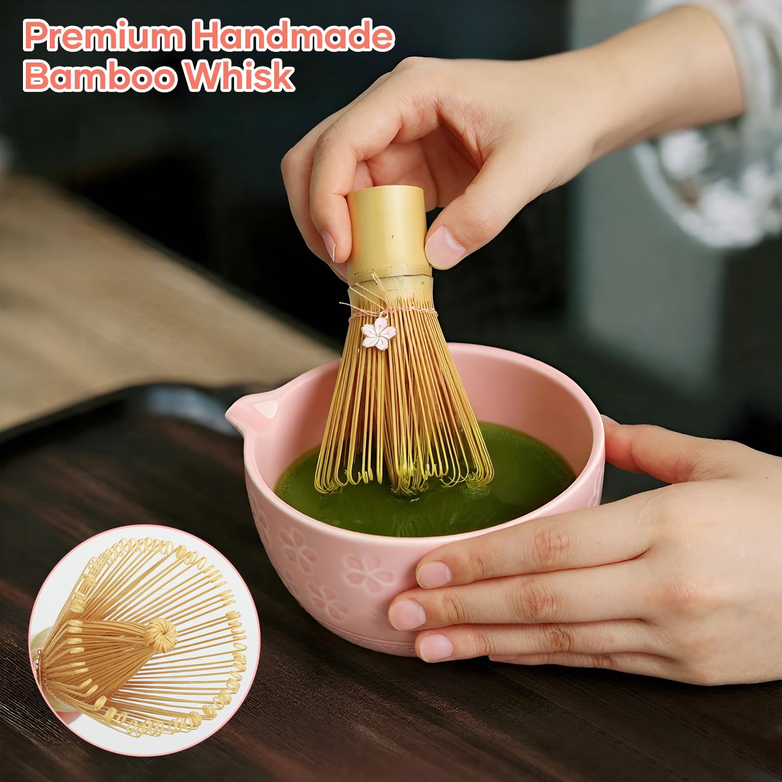TUFGAM Matcha Kit: cuenco cerámico con pico para servir y verter fácilmente.