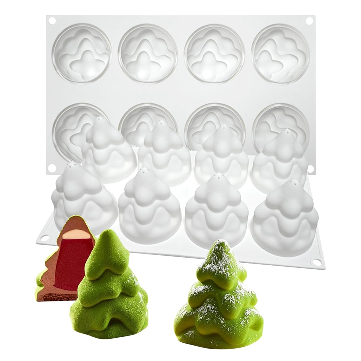 TUKE molde de silicona para árbol de Navidad 3D, desmoldeo limpio y resultados detallados.