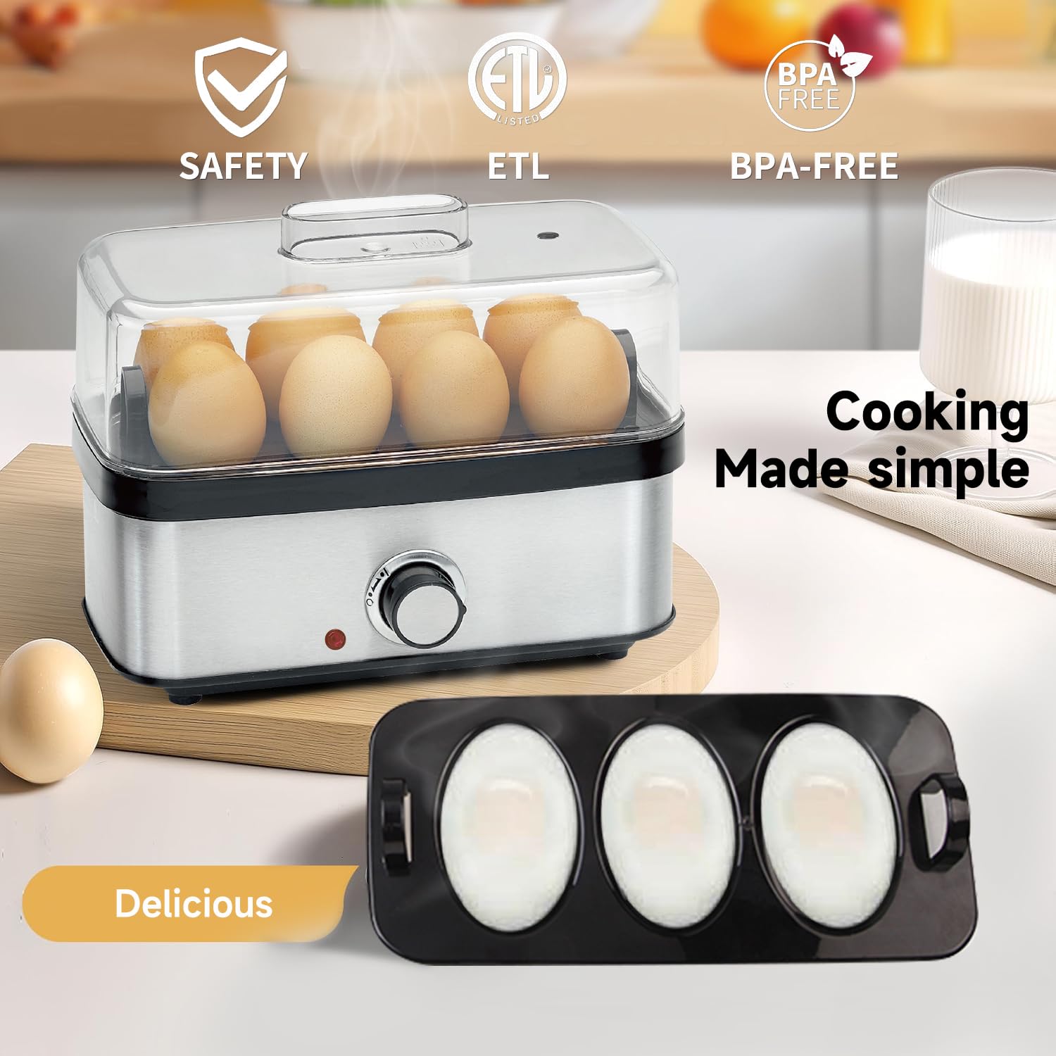 TUMIDY capacidad-ocho-huevos para preparar varias porciones a la vez.