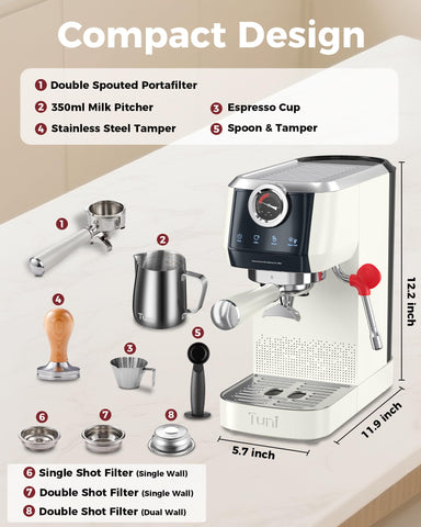 Tuni E2 kit accesorios listos para usar desde el primer espresso.