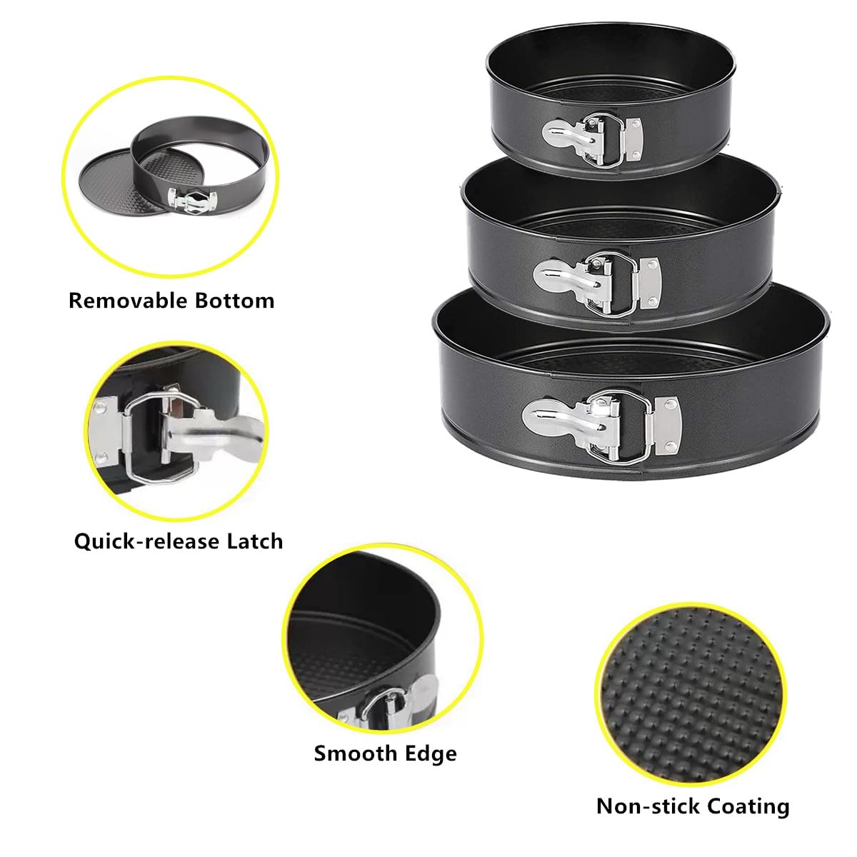 Tunyet molde desmontable de 8 pulgadas, horneado uniforme para postres.