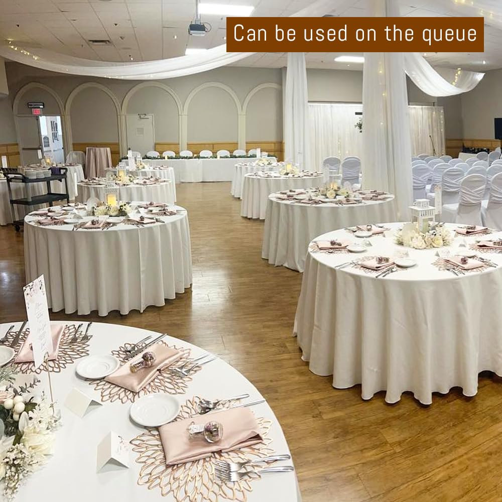Mantel blanco TUOTPE sobre mesa de cena, aspecto limpio y elegante