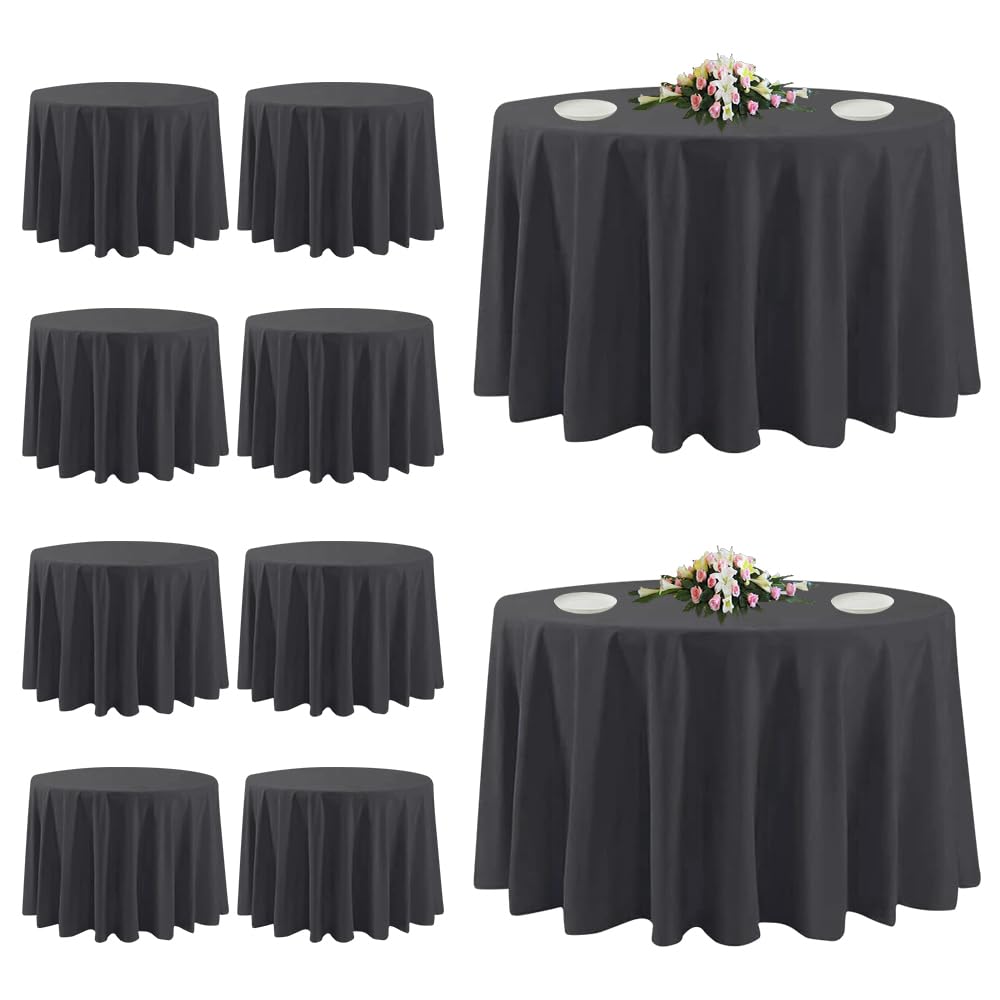 Mantel redondo negro de Tuotpe, diámetro 120 pulgadas, ideal para cenas formales