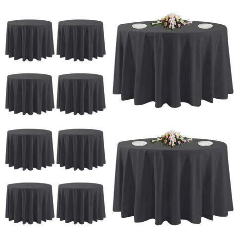 Mantel redondo negro de Tuotpe, diámetro 120 pulgadas, ideal para cenas formales