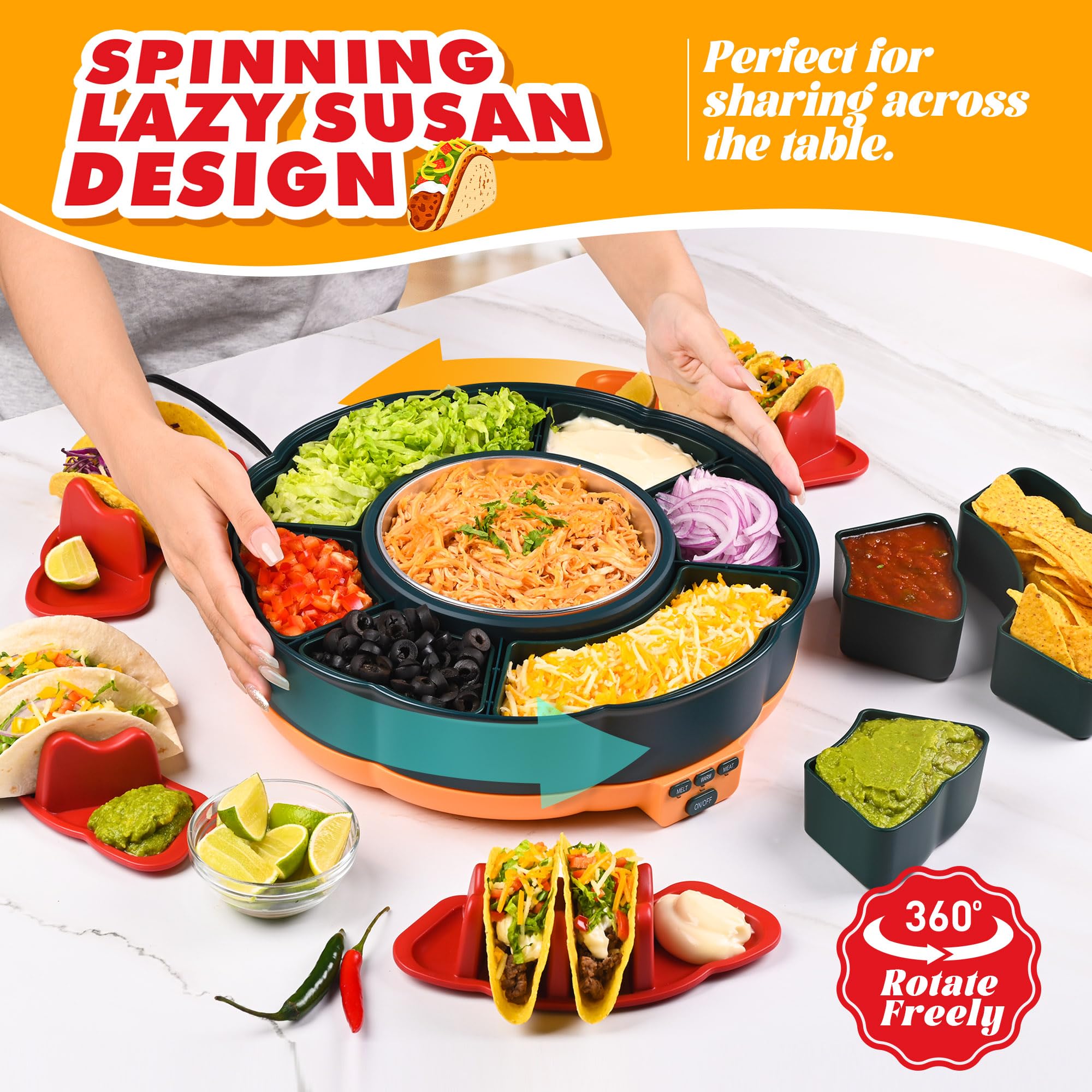 Tupoyi Conjunto Martes de Tacos con cuatro portatacos para servir.