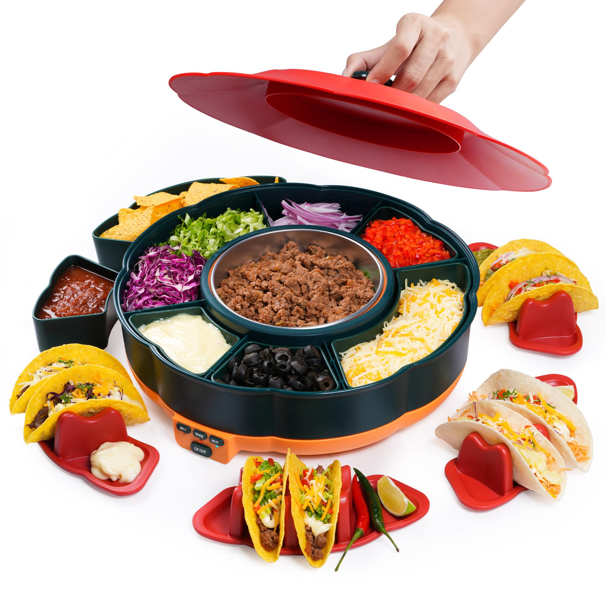Tupoyi Conjunto Martes de Tacos con olla caliente de 33 oz para mantener rellenos.