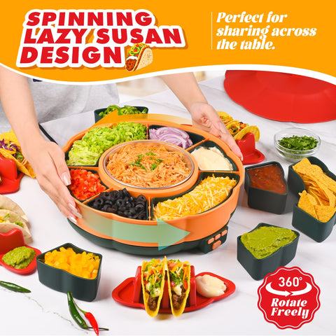 Kit Tupoyi de martes de tacos bandeja giratoria desmontable para servicio cómodo