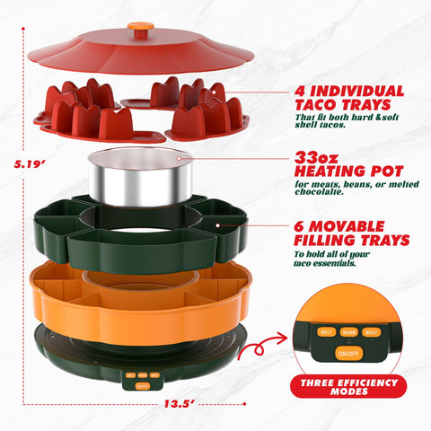 Kit Tupoyi de martes de tacos seis compartimentos rotatorios para toppings