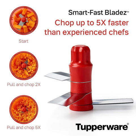Tupperware Chop 'N Prep Chef almacenamiento compacto, cabe en alacena.