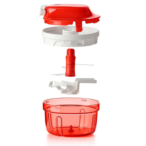 Tupperware Chop 'N Prep Chef tono rosa-marino, práctica herramienta de cocina.