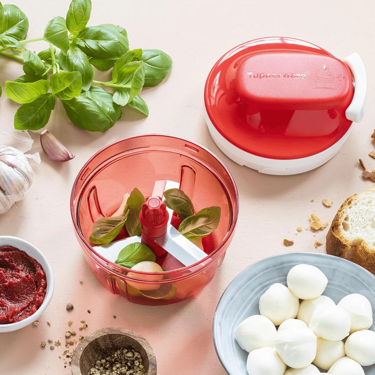 Tupperware Chop 'N Prep Chef mecanismo de cuerda, uso sin electricidad.