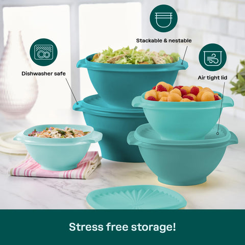 Tupperware Heritage: almacenamiento apilable para ahorrar espacio en la cocina.