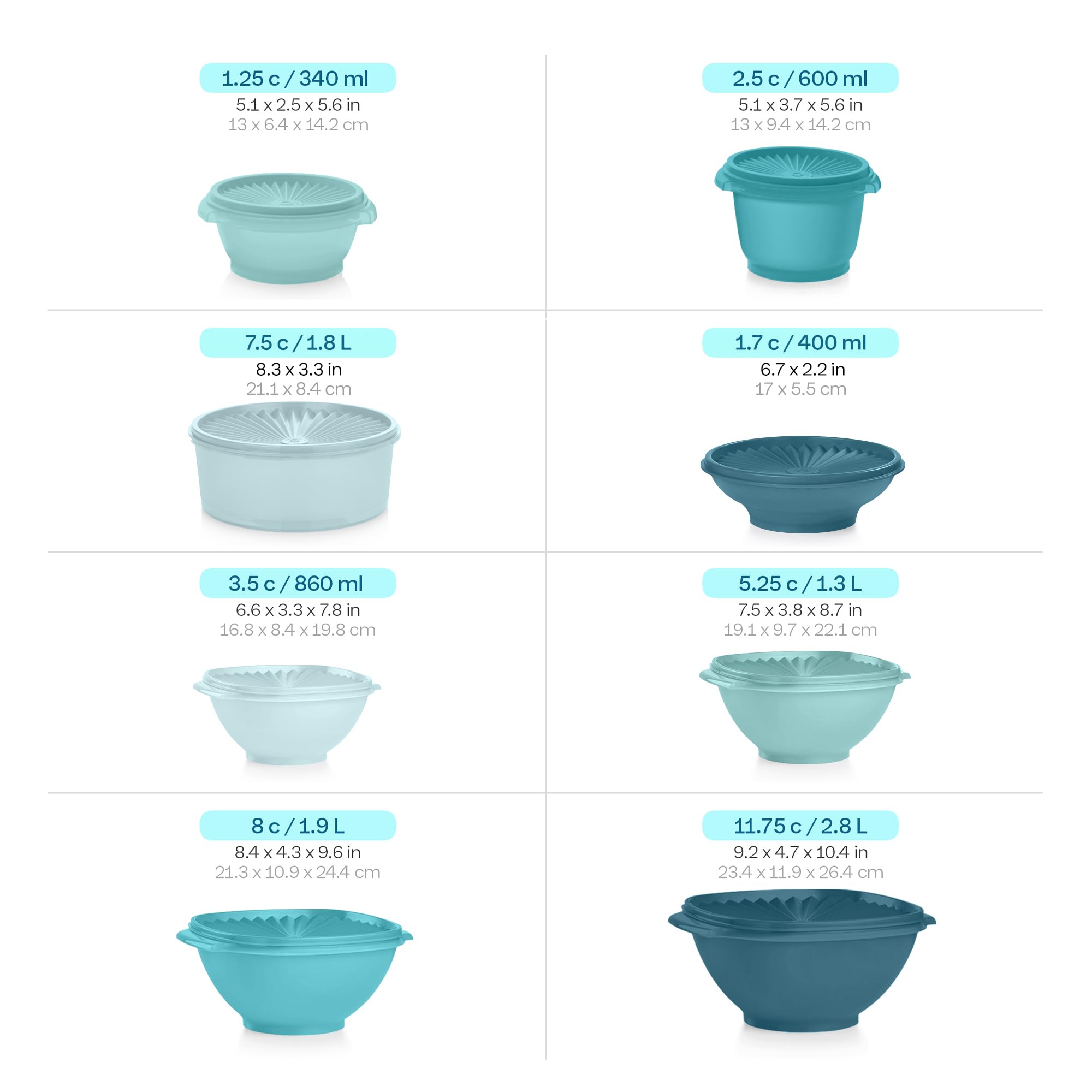 Tupperware Heritage: almacenamiento compacto gracias a las piezas que se apilan y encajan.