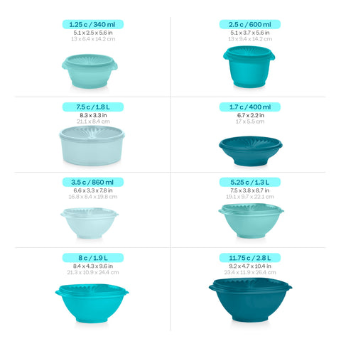 Tupperware Heritage: almacenamiento compacto gracias a las piezas que se apilan y encajan.