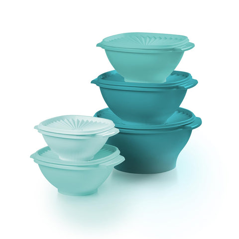 Tupperware Heritage: tazones verdes vintage para almacenamiento práctico de comida.