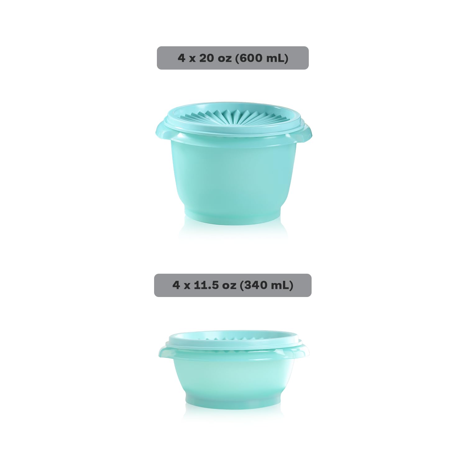 Contenedores apilables de Tupperware Heritage facilitan organización en la cocina.