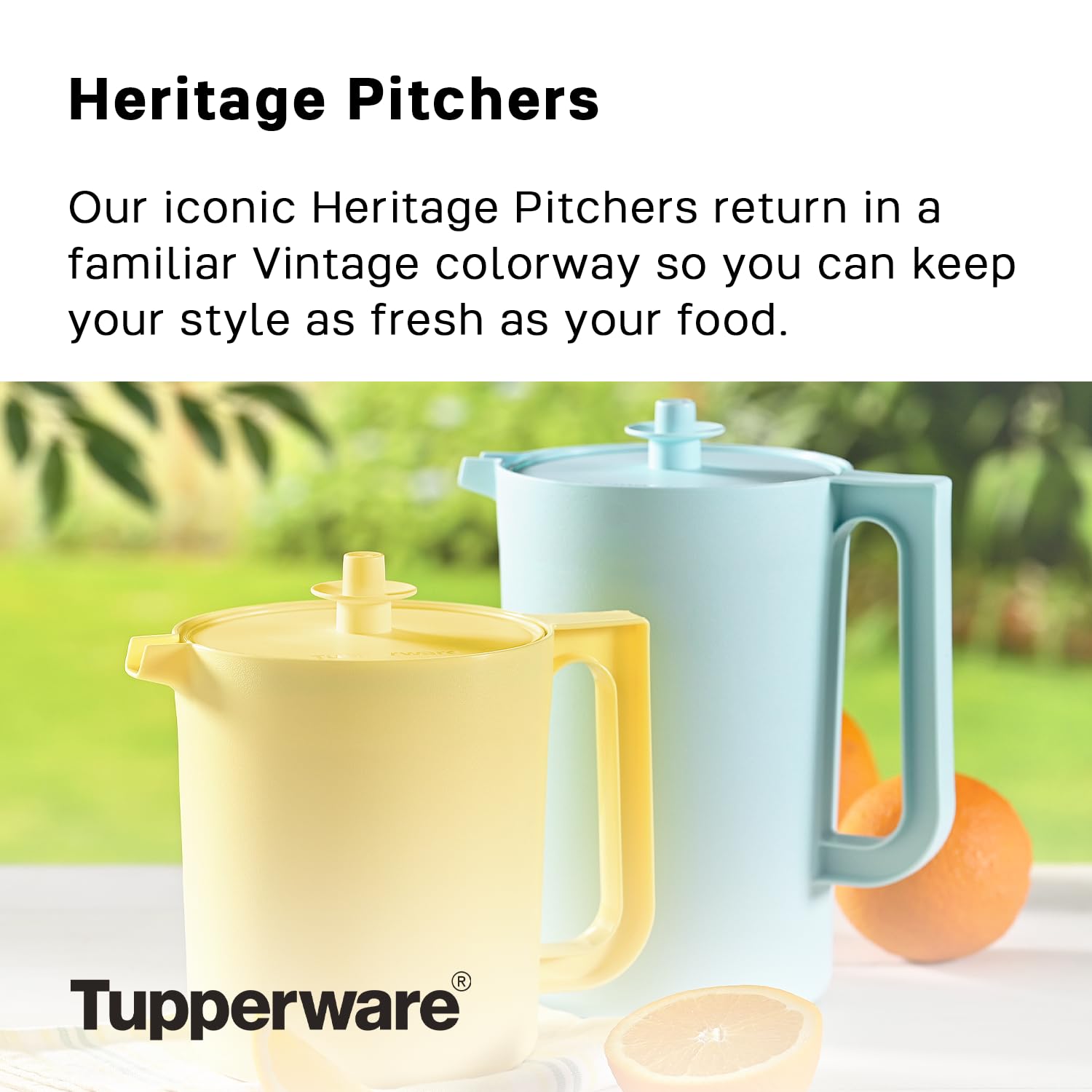 Jarra Heritage azul-amarillo, 2 qt, para reuniones.