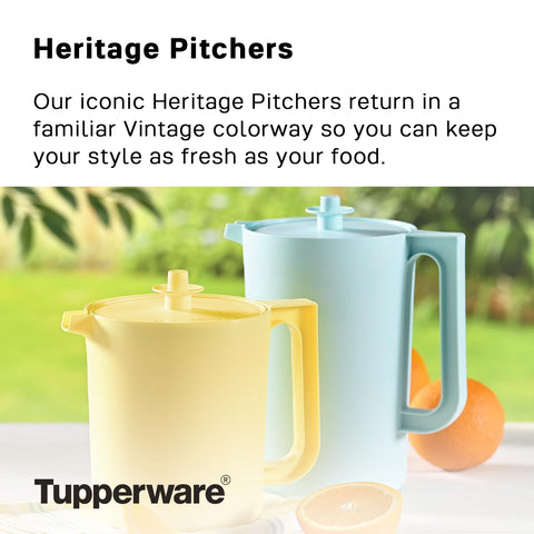Jarra Heritage azul-amarillo, 2 qt, para reuniones.
