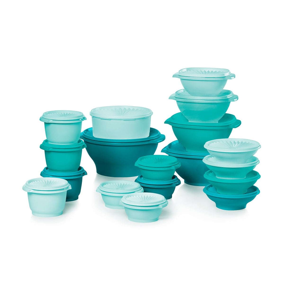 Tupperware Heritage: juego de 36 piezas apilables para organización eficiente.