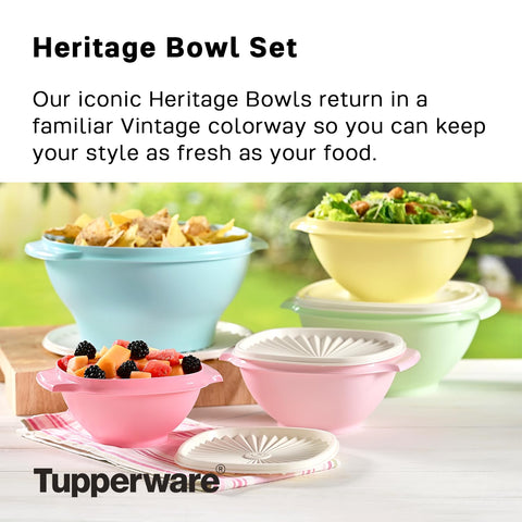 Tupperware Heritage tapas vintage color, cierre seguro para porciones.