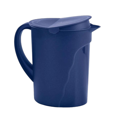 Jarra Tupperware Impressions de 1 galon, color azul marino, ideal para servir bebidas sin derrames.