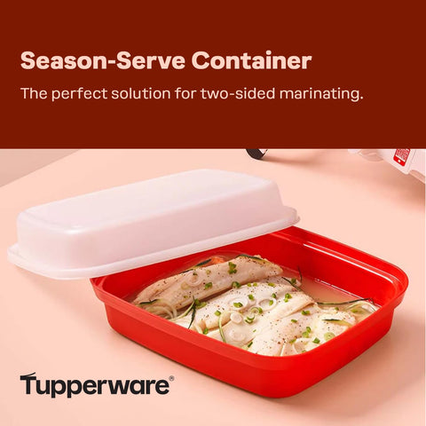 Tupperware Season-Serve interior con rejilla 3D para flujo de marinada