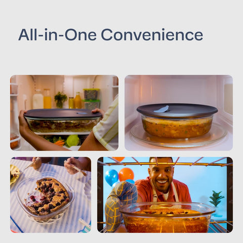 Tupperware Voila, vidrio duradero para uso diario en horno, microondas y refrigerador.