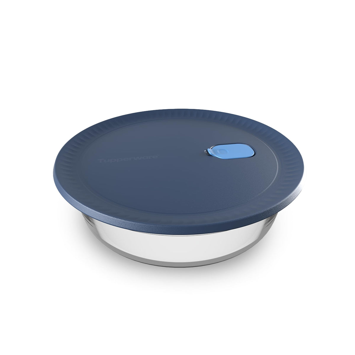 Tupperware Voila, vidrio redondo de 1,8 qt, ideal para hornear y almacenar alimentos.