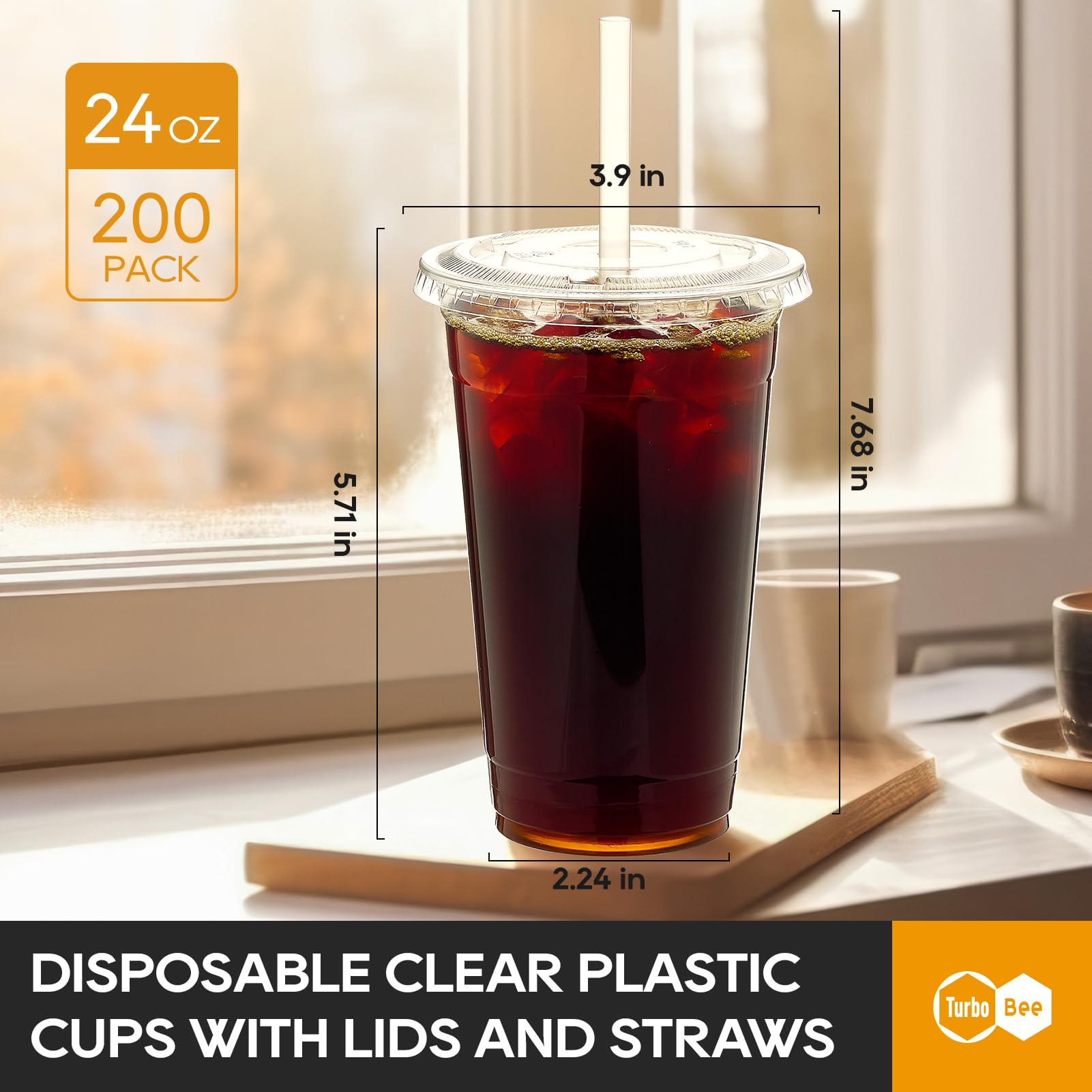 Turbo Bee vasos 24oz con tapa anti-derrame, perfecto para viajes.