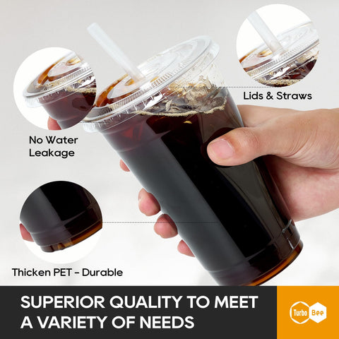 Turbo Bee vasos plásticos 24oz transparentes para llevar.