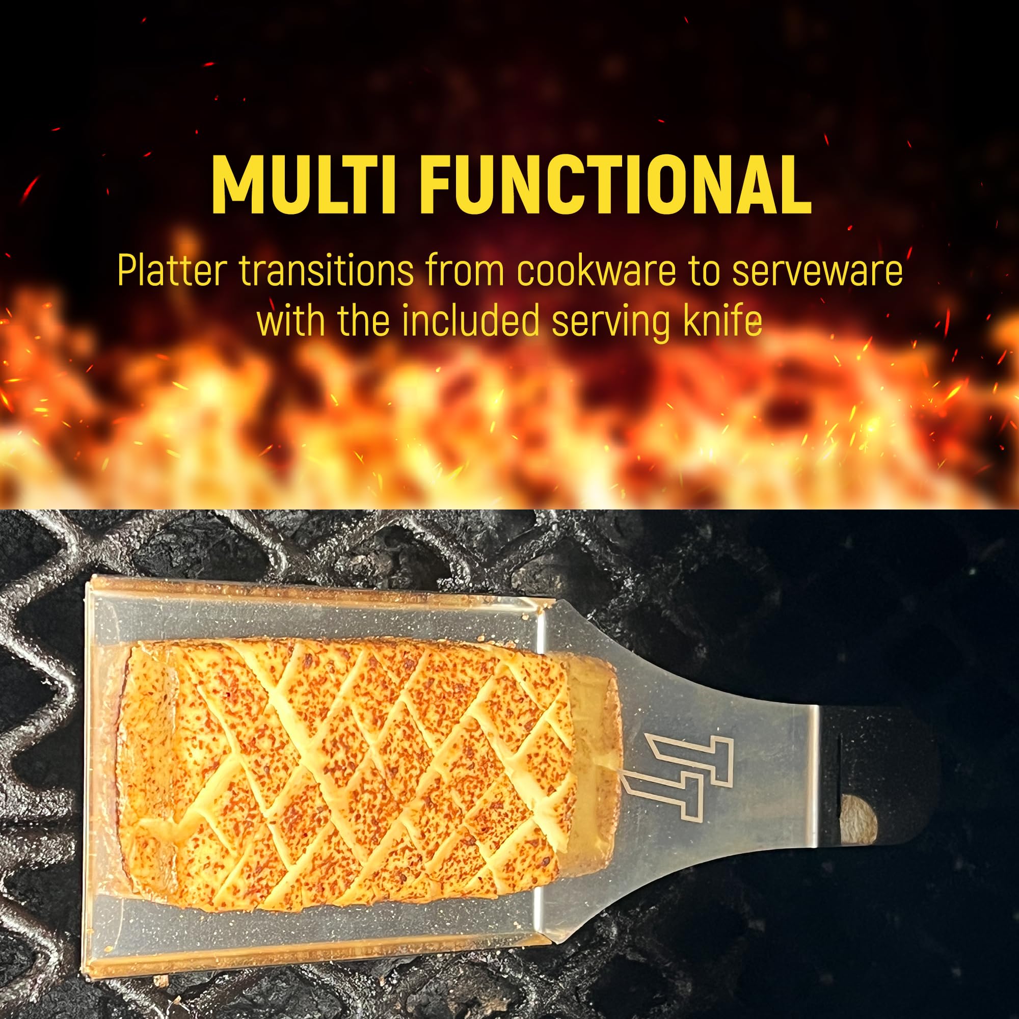 Turbo Trusser cuchillo de servicio incluido, fácil porciones en cualquier mesa.