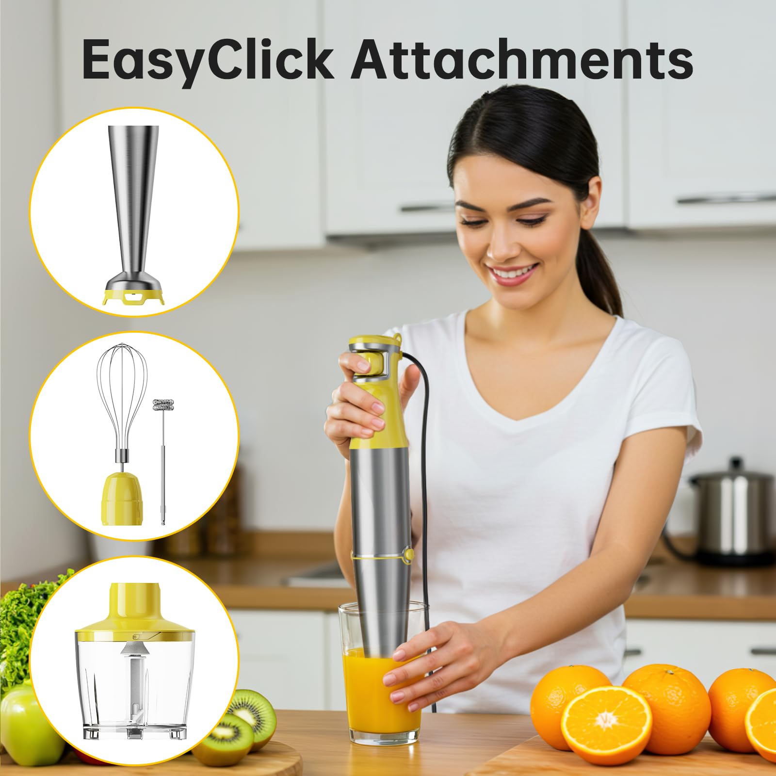 Turelar batidora de inmersión mango ergonómico y antiresbalante para uso cómodo