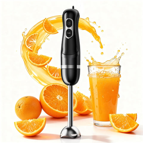 Turelar batidora de inmersión con mango ergonómico para un manejo cómodo.