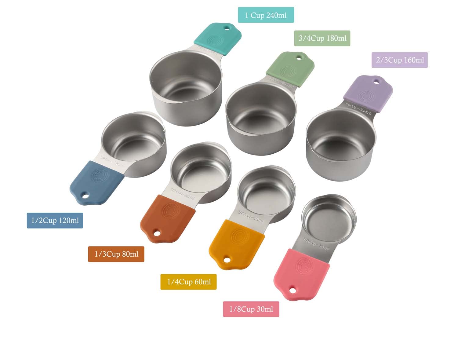 Cucharas medidoras magnéticas Turewin, 8 piezas, almacenamiento compacto para despensa.